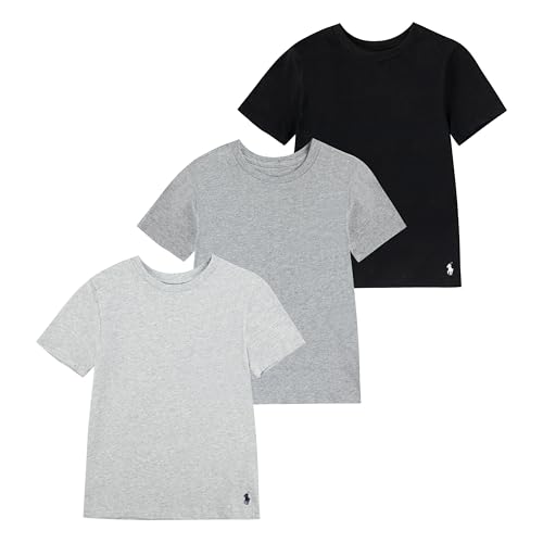 POLO RALPH LAUREN Jungen Multipack T-Shirt Unterhemd, Schwarz/Grau, 3er-Pack, L von POLO RALPH LAUREN