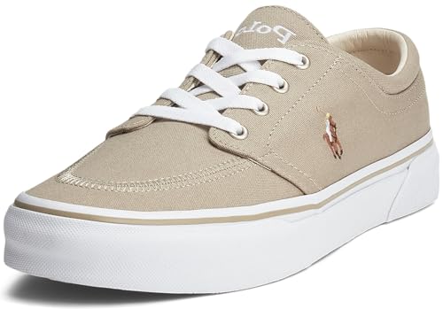 POLO RALPH LAUREN Keaton Herren Sneaker ohne Schnürsenkel, Hampton Khaki/Mehrfarbig, 44.5 EU von POLO RALPH LAUREN