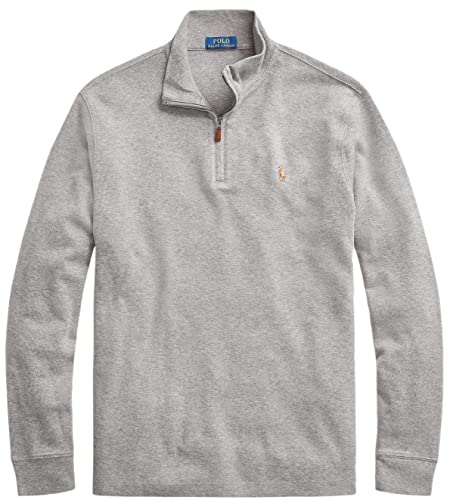 POLO RALPH LAUREN Klassischer Herren-Pullover mit Viertelreißverschluss, (Fall/Winter 2022) Metallic Grey Heather, XX-Large von POLO RALPH LAUREN