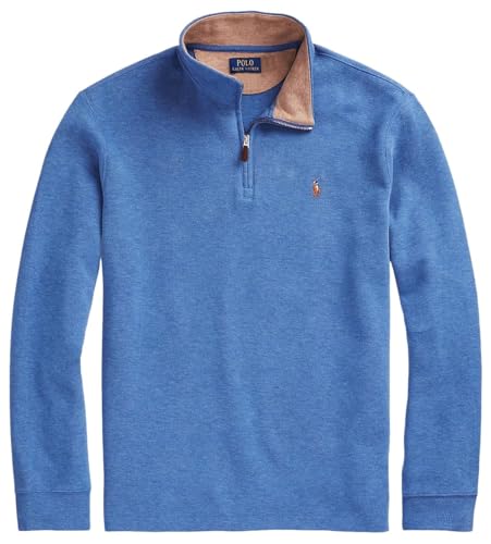 POLO RALPH LAUREN Klassischer Herren-Pullover mit Viertelreißverschluss, (Kollektion 2024) Blue Heather, XX-Large von POLO RALPH LAUREN