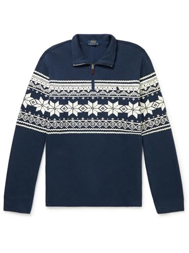 POLO RALPH LAUREN Klassischer Herren-Pullover mit Viertelreißverschluss, Schneeflocke blau, X-Groß von POLO RALPH LAUREN