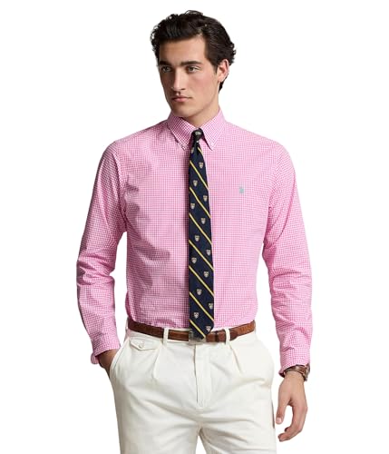 POLO RALPH LAUREN Klassisches Gingham-Popeline-Hemd für Herren, Stretch-Popeline, 4656l Resort Rose/White, L POLO RALPH LAUREN Klassisches Gingham-Popeline-Hemd für Herren, Stretch-Popeline, 4656l Resort Rose/White, L von POLO RALPH LAUREN