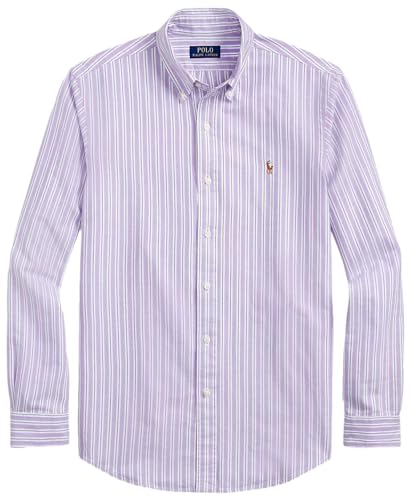 Polo Ralph Lauren POLO RALPH LAUREN Klassisches Oxford-Hemd für Herren mit langen Ärmeln, (Kollektion 2024) Multi Stripe Lila/Navy, Mittel von POLO RALPH LAUREN