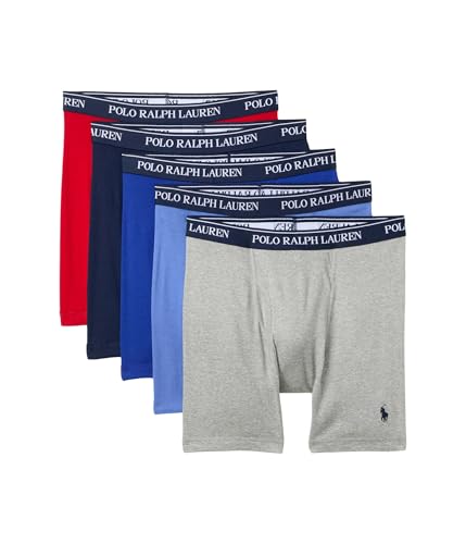 Polo Ralph Lauren Herren-Boxershorts, klassische Passform, Baumwolle, 5 Stück, Andover Heather / Aerial Blue/Rugby Royal Rl2000 Red/Cruise Navy, XX-Large von POLO RALPH LAUREN