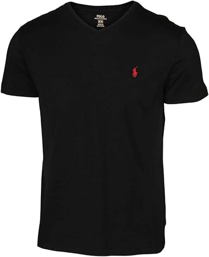 Polo RL Herren Classic Fit V-Neck T-Shirt, Schwarz (rotes Pony), L von POLO RALPH LAUREN