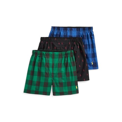 Polo Ralph Lauren Gewebte Herren-Boxershorts, 3er-Pack, Mehrfarbig 1, Small von POLO RALPH LAUREN