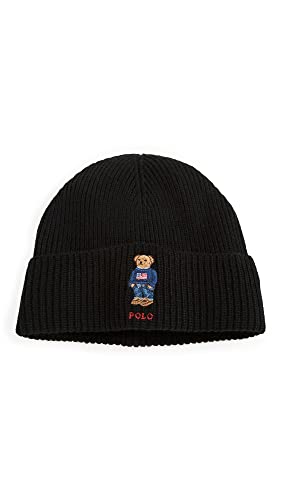 Polo Ralph Lauren Herren Beanie-Mütze mit solider Flagge, Polo Schwarz, Einheitsgröße Polo Ralph Lauren Herren Beanie-Mütze mit solider Flagge, Polo Schwarz, Einheitsgröße von POLO RALPH LAUREN