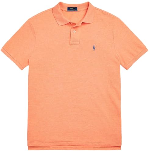 Polo Ralph Lauren Herren-Poloshirt, schmale Passform, ikonisches Netzgewebe, Beach Orange Heather, L von POLO RALPH LAUREN
