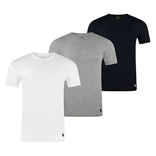Polo Ralph Lauren Herren Rundhals T-Shirt Unterhemd Classic Crew Neck 3er Pack, Größe:XXL, Farbe:3PK White/Black/Andover Hthr 002 von POLO RALPH LAUREN