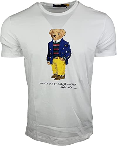 Polo Ralph Lauren Herren T-Shirt mit klassischer Passform, Bären-Grafik, Rundhalsausschnitt, Bär Weiß, XX-Large von POLO RALPH LAUREN