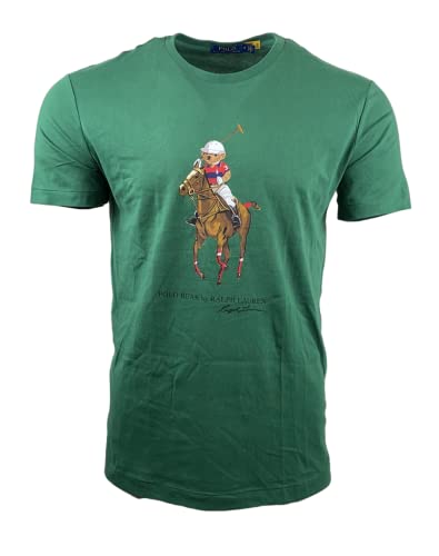 Polo Ralph Lauren Herren-T-Shirt mit klassischer Passform, Bären-Grafik, Rundhalsausschnitt, Grün , L von POLO RALPH LAUREN