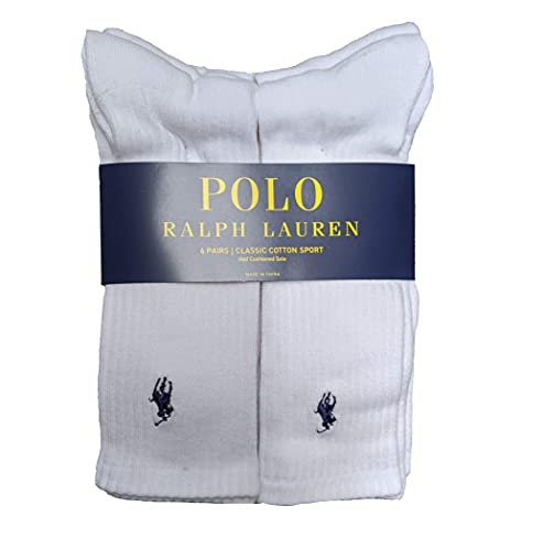 Polo Ralph Lauren Klassische gerippte Crew-Socken für Herren – 6er-Pack - Wei� - von POLO RALPH LAUREN