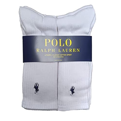Polo Ralph Lauren Klassische gerippte Crew-Socken für Herren – 6er-Pack - Weiß - Polo Ralph Lauren Klassische gerippte Crew-Socken für Herren – 6er-Pack - Weiß - von POLO RALPH LAUREN