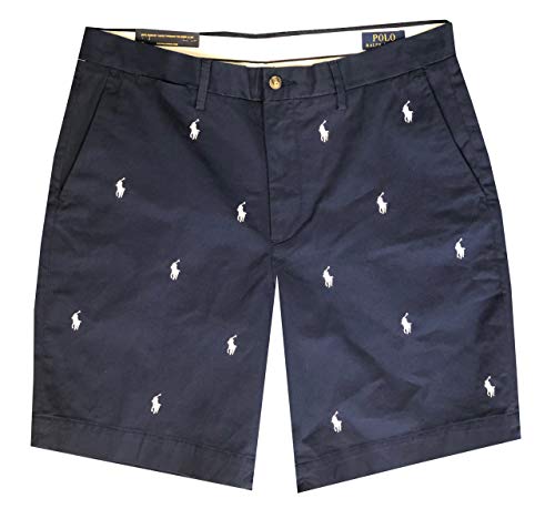 Polo Ralph Lauren Mens Stretch Classic Fit Flat-Front 9" Pony Logo Chino Shorts von POLO RALPH LAUREN