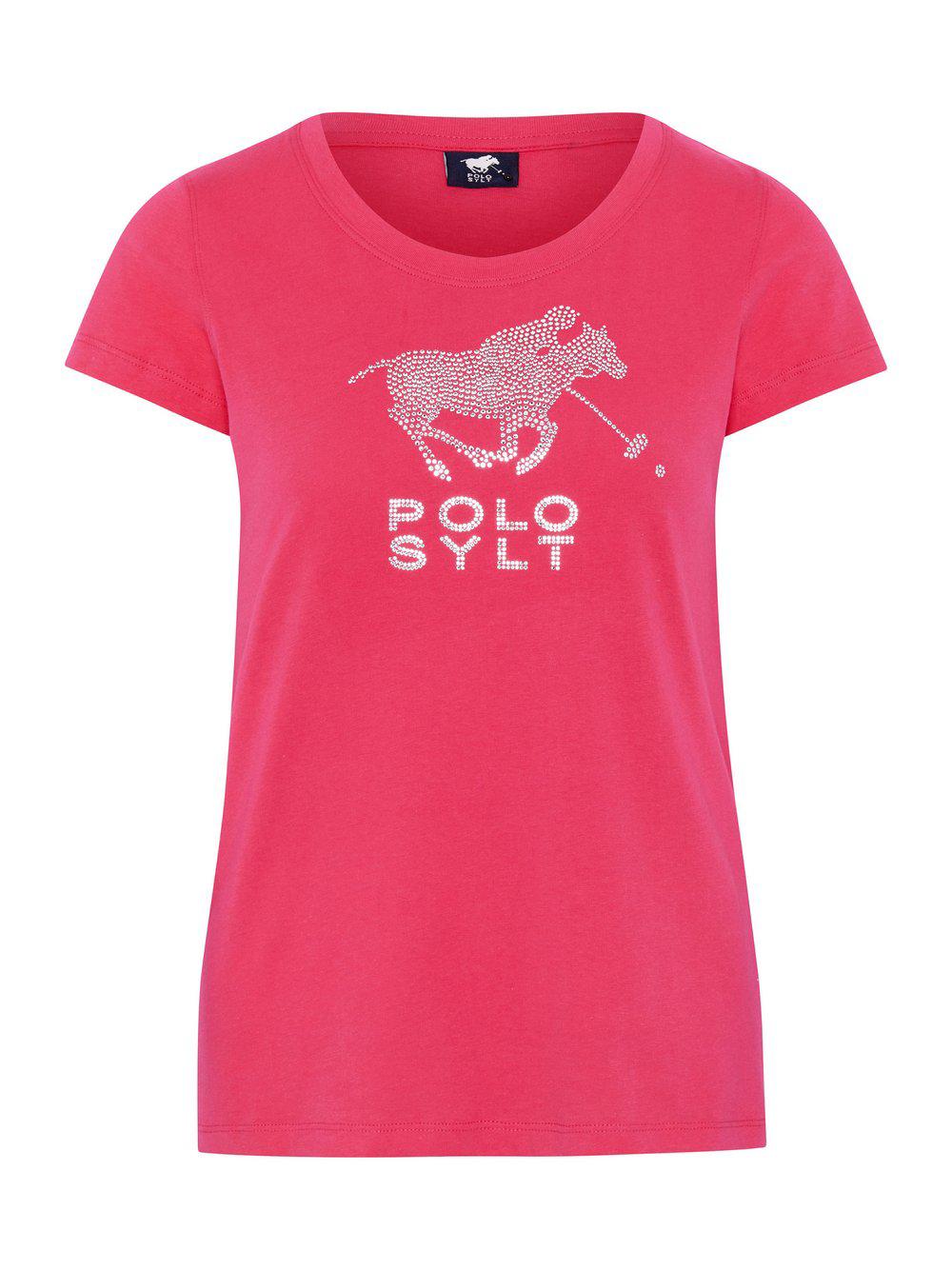 Polo Sylt T-Shirt Damen Baumwolle Rundhals bedruckt, pink von POLO SYLT