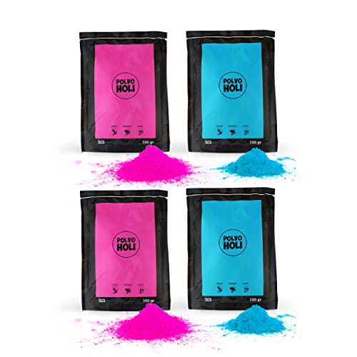 POLVO HOLI – Babyparty-Paket, 4 Beutel à 100 g – verrät das Geschlecht des Babys. (blau und rosa) von POLVO HOLI