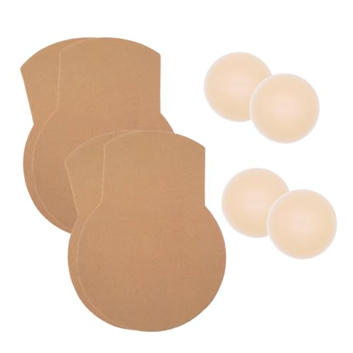 POMAMZ 2 Paar Push-Up Brust Tape für Große Körbchen, Selbstklebend Rückenfrei Unsichtbar inkl. Nippelcover, Beige,C/D von POMAMZ