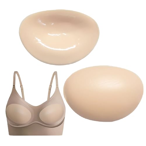 POMAMZ Silikon Klebe BH Einlagen Push Up Einsätze – Bikini Unsichtbare Brustformer für Damen,Leicht & Hautfarben,Wiederverwendbare Haftpads,Heller Beige(1 Paar) von POMAMZ