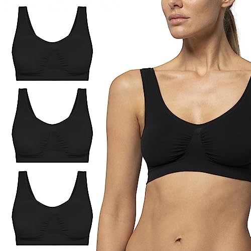 POMPEA Damen Brass. SL Seamless BH, Schwarz, L/XL (3er Pack) von Pompea