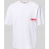 POMPEII BRAND T-Shirt mit Label-Print in Hellgrau Melange, Größe M von POMPEII BRAND