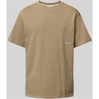 POMPEII BRAND T-Shirt mit Label-Print in Khaki, Größe S POMPEII BRAND T-Shirt mit Label-Print in Khaki, Größe S von POMPEII BRAND