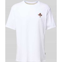 POMPEII BRAND T-Shirt mit Label-Print in Weiss, Größe L von POMPEII BRAND