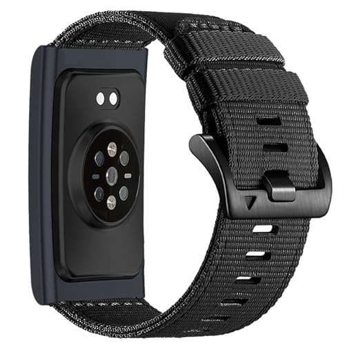 PONATTENO Nylon-Uhrenarmband im Militär-Stil, kompatibel mit Helio-Armband, atmungsaktives, schweißfestes Nylon-Armband, ultraweiches Ersatzband für Helio-Armband, Fitness-Tracker, Schwarz von PONATTENO