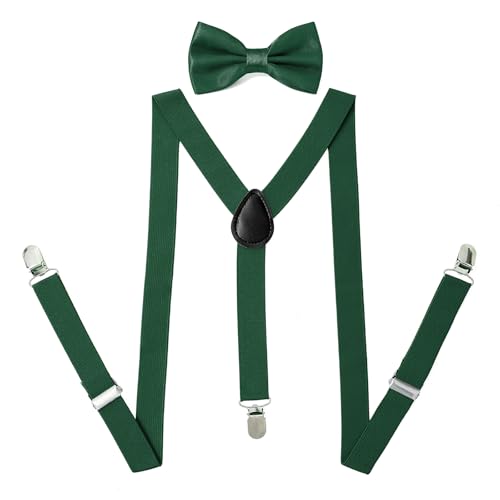 PONCEAU 2 Set Hosenträger und Fliege für Herren und Damen,2.5 cm breiter Hosenträger Herren in Y-Form Elastisch und Verstellbar mit Farblich Passender Fliege 12 x 7 cm PONCEAU 2 Set Hosenträger und Fliege für Herren und Damen,2.5 cm breiter Hosenträger Herren in Y-Form Elastisch und Verstellbar mit Farblich Passender Fliege 12 x 7 cm von PONCEAU