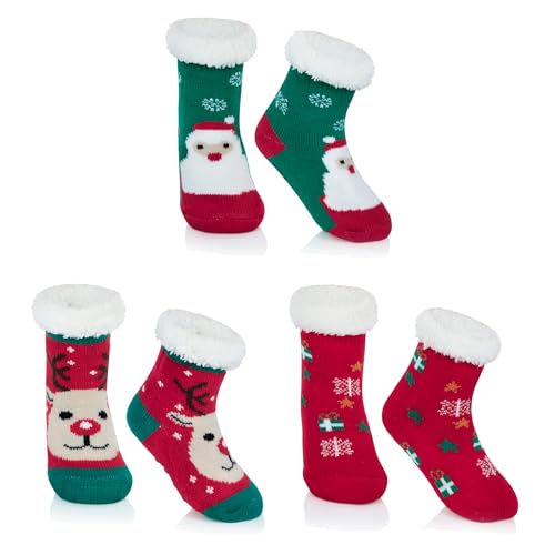 PONCEAU Baby Mädchen Jungen Plüschsocken Rutschfeste Socken Baby Mädchen Jungen Weihnachtssocken Kinder Hausschuhsocken von PONCEAU