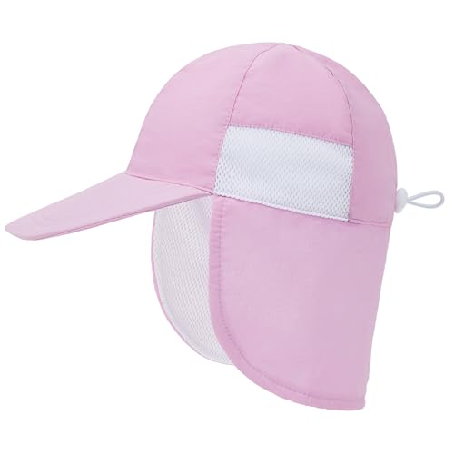 PONCEAU Sonnenhut Kinder mit Nackenschutz uv Schutz 50 Atmungsaktive Sommermütze mit Verstellbarer Kinniemen für Baby und Kleinkinder von PONCEAU