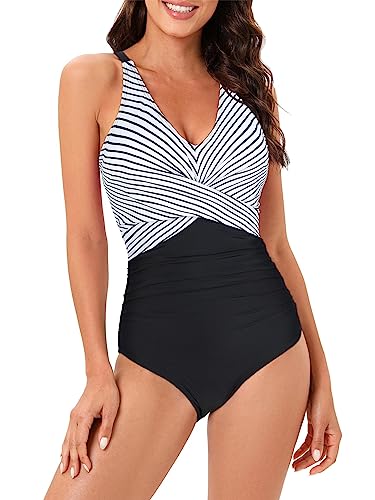 PONCEAU Damen Badeanzug Sport Bademode Damen Bauchweg Einteiliger Badeanzug Sexy Push Up Badeanzüge Damen Swim Suit Bikini von PONCEAU