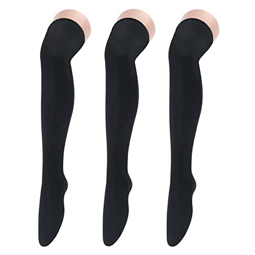 Damen Overknees Strümpfe Überknie Kniestrümpfe Lange Gestreifte Socken Lange Socken Beinwärmer Hoch Booten Strümpfe 3 Pairs Black von PONCEAU