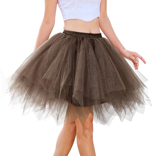 PONCEAU Damen Tüllrock tütü Rock mit Elastischem Bund 50er Rockabilly Petticoat von PONCEAU