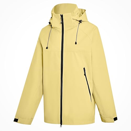 PONCEAU Damen Wasserdicht Regenjacke Leichte Wasserdicht Outdoorjacke Atmungsaktiv & Winddicht, Verstellbare Kapuze & Ärmelbündchen zum Wandern Reisen Treking Fahrrad von PONCEAU