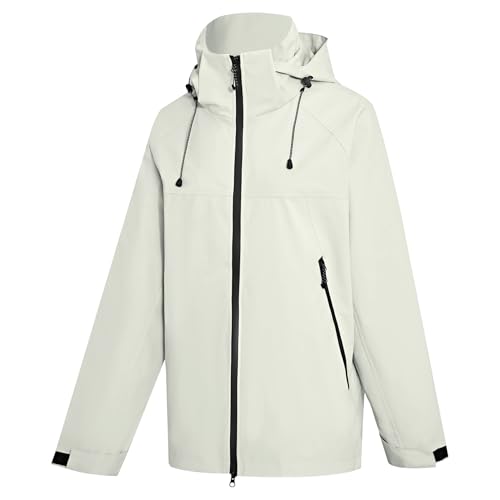 PONCEAU Damen Wasserdicht Regenjacke Leichte Wasserdicht Outdoorjacke Atmungsaktiv & Winddicht, Verstellbare Kapuze & Ärmelbündchen zum Wandern Reisen Treking Fahrrad von PONCEAU