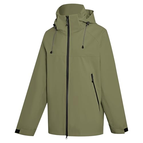 PONCEAU Damen Wasserdicht Regenjacke Leichte Wasserdicht Outdoorjacke Atmungsaktiv & Winddicht, Verstellbare Kapuze & Ärmelbündchen zum Wandern Reisen Treking Fahrrad von PONCEAU