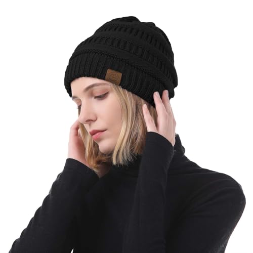 PONCEAU Mütze Damen Strickmütze Atmungsaktiv Warme Beanie mit Innenfutter Unisex Wintermütze Herren Beanie Gefütterte Herbst Winter Strickmütze Damen Klassische Slouch Beanie Mütze Slouch von PONCEAU