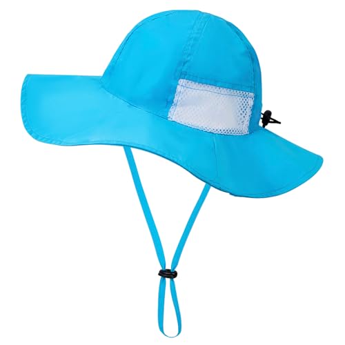 PONCEAU Baby Sonnenhut Atmungsaktiv Sommerhut Kinder UV Schutz UPF 50+ Strandhut mit Nackenklappe Verstellbarem Bindebändern von PONCEAU