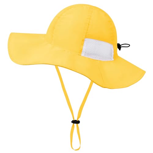 PONCEAU Baby Sonnenhut Atmungsaktiv Sommerhut Kinder UV Schutz UPF 50+ Strandhut mit Nackenklappe Verstellbarem Bindebändern von PONCEAU