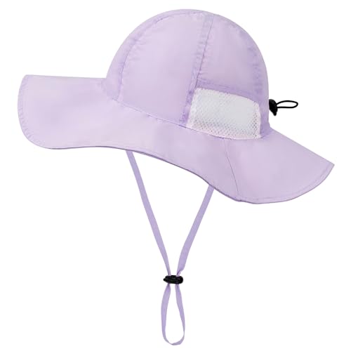 PONCEAU Baby Sonnenhut Atmungsaktiv Sommerhut Kinder UV Schutz UPF 50+ Strandhut mit Nackenklappe Verstellbarem Bindebändern von PONCEAU