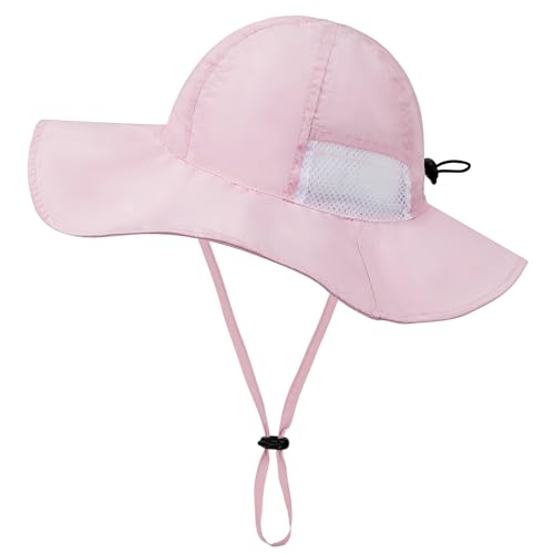 PONCEAU Baby Sonnenhut Atmungsaktiv Sommerhut Kinder UV Schutz UPF 50+ Strandhut mit Nackenklappe Verstellbarem Bindebändern von PONCEAU