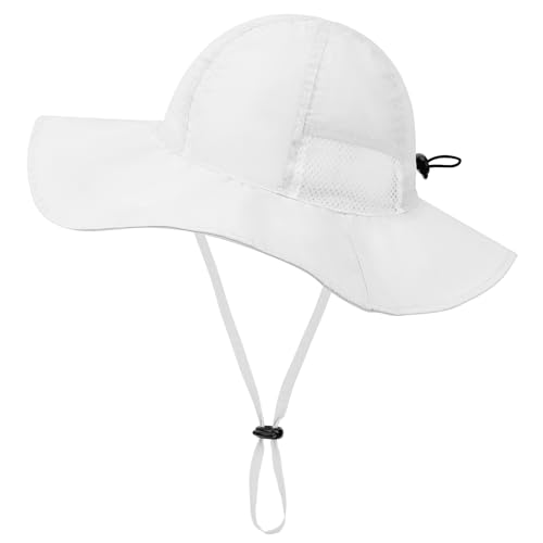 PONCEAU Baby Sonnenhut Atmungsaktiv Sommerhut Kinder UV Schutz UPF 50+ Strandhut mit Nackenklappe Verstellbarem Bindebändern von PONCEAU
