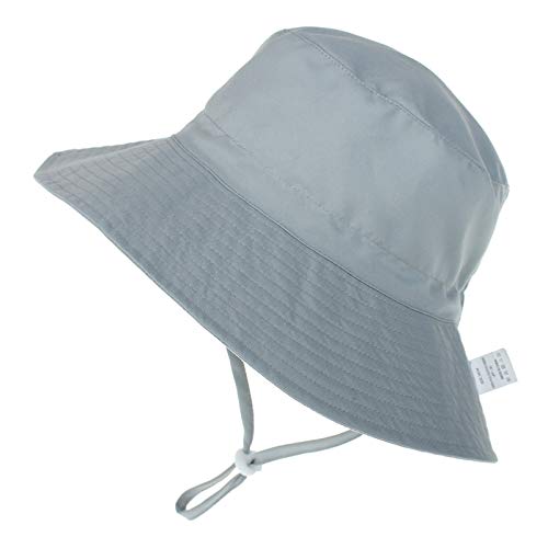 Sonnenhut Baby Kinderhut Fischerhut Verstellbarer Hut mit Breiter Krempe UPF 50+ für Mädchen Jungen Grau 2-5 Jahre von PONCEAU