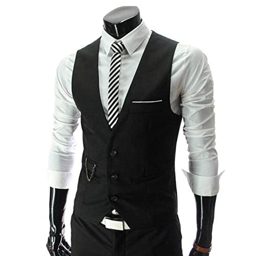 Anzugweste Für Herren - Männer Formale Weste Ärmellose Taschen Einreihige Herren Anzug Weste Solid Color Männer Business Für Hochzeit/Business/Party, Schwarz, M Anzugweste Für Herren - Männer Formale Weste Ärmellose Taschen Einreihige Herren Anzug Weste Solid Color Männer Business Für Hochzeit/Business/Party, Schwarz, M von PONERY