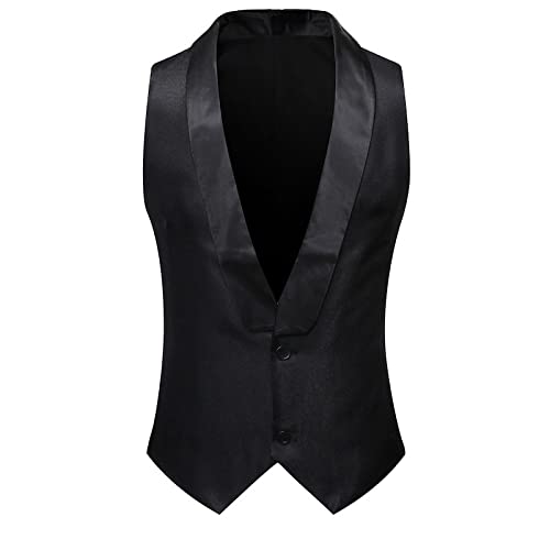 Anzugweste Für Herren - Schal Kragen Anzug Westen Männer Slim Fit Ärmellose Weste Westen Männer Party Hochzeit Smoking Gilet Kostüm Für Hochzeit/Business/Party, Schwarz, S von PONERY