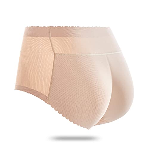 Damen Po Push Up Unterhose - Frauen High Waist Shaper Gepolsterter Po Lifter Panty Butt Hip Enhancer Fake Arsch Körper Mid Waist Shaping Höschen Atmungsaktives Höschen, Hautfarbe, L von PONERY