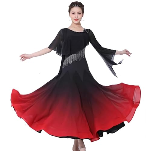 PONNYC Ballsaal Tanzkleider Mit Strasssteinen Nationale Standard Tanzkleidung Für Frauen Gradienten Walzer Leistung Tanzkleidung Salsa Tango Tanz Outfit,a,3XL von PONNYC