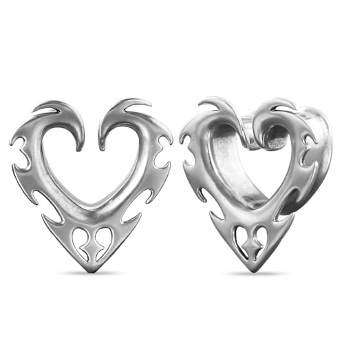 PONWAG 0g 00g Ohr-Gauge Messing Ohr-Stopfen-Gauge für Ohr, Herz, süß, cool, Ohr-Tunnel, Punk, einzigartiger Ohr-Dehner-Expander, Körperpiercing-Schmuck für Frauen und Männer. von PONWAG