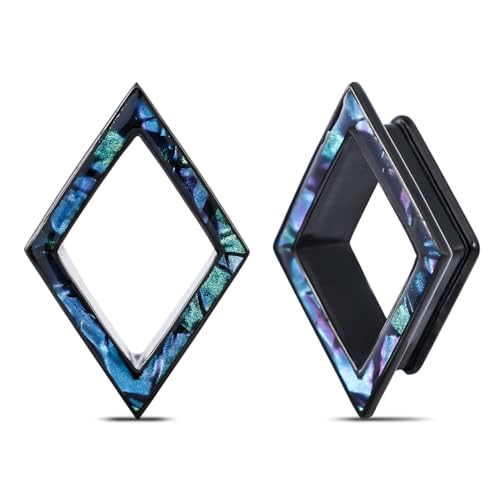 PONWAG 1 Paar 2g 0g 00g Tropfen Rhombus Ohren Dehnung Tunnel Stecker Opal Doppelt Flared Edelstahl Saddle Plug Piercing Schmuck für Frauen von PONWAG