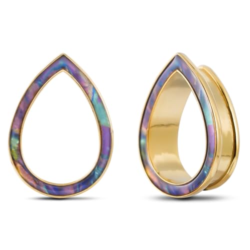 PONWAG 1 Paar 2g 0g 00g Tropfen Rhombus Ohren Dehnung Tunnel Stecker Opal Doppelt Flared Edelstahl Saddle Plug Piercing Schmuck für Frauen von PONWAG